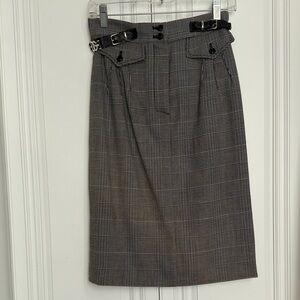 Dolce & Gabbana Black and Gray Plaid Pencil Skirt